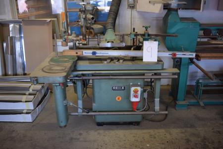 Cutter with feeder and sliding table, mrk. REX + various milling tools