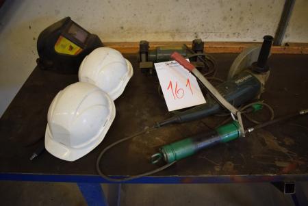 2 pcs. power tools, welding helmet, helmets, etc.
