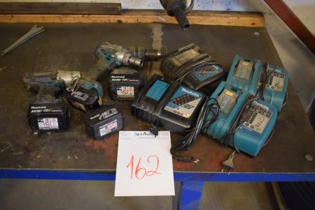 Miscellaneous cordless Makita with charger + batteries. Are tested ok