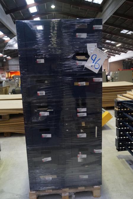 Pallet with 28 plastic boxes