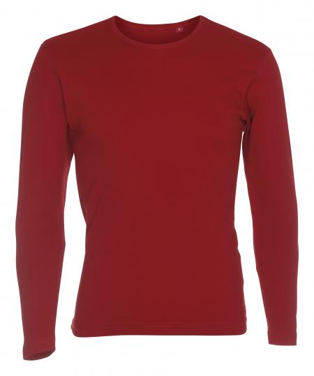 Firmatøj uden tryk ubrugt: 35 stk. T-shirt med lange ærmer, rundhalset, Rød,  100%  bomuld . 15 L - 15 XL - 5 XXL