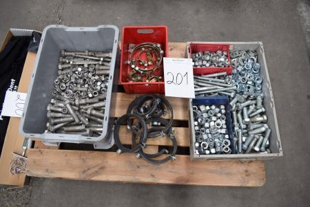 Various bolts, nuts, hose clamps, etc.