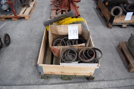 Pallet with various wheels and brushes