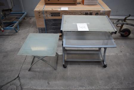 PC bord med glasplade + glasbord