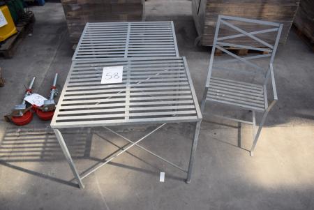 2 pcs. galv. Tables + chair
