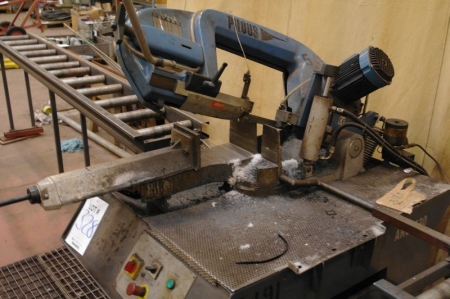 Band saw, Pilous ARG 230. Bevel. Roller conveyor inlet and outlet
