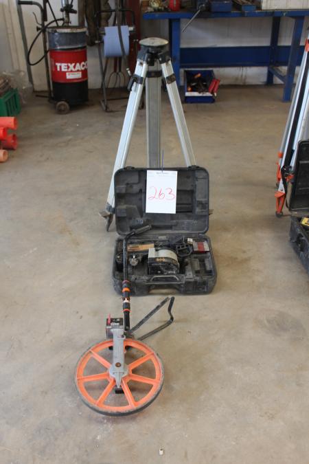 Laser leveling device with foot. + measuring wheel.