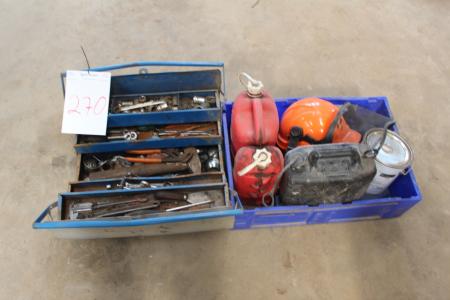 Toolbox with contents + box with miscellaneous.