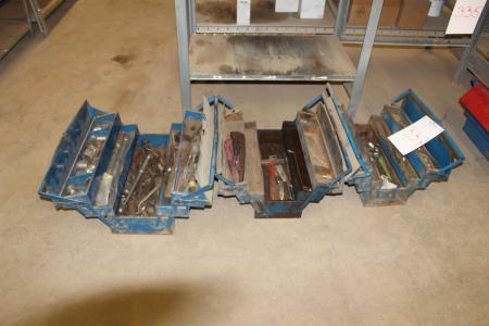 3 pieces of toolboxes with contents.