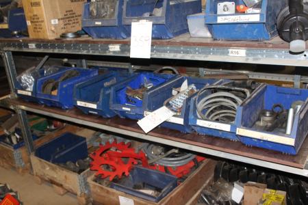 7 assortment boxes with various parts for slurry equipment.