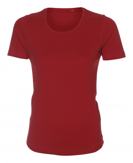 Non-Pressed Upright Unused: 36 pcs. LADY T-Shirt, Round Neckline, RED, 100% Cotton. 19 XS - 7S - 5M - 5L
