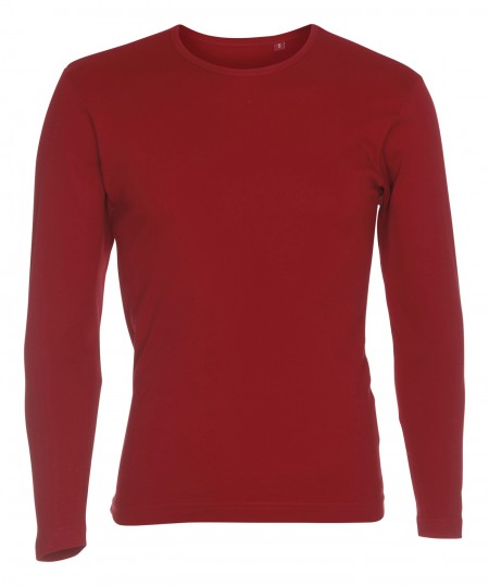 Non-Pressed Upright Upright: 40 pcs. round neck t-shirt with long sleeves, red, 100% cotton. 10 XS - 10 S - 10 M - 10 L