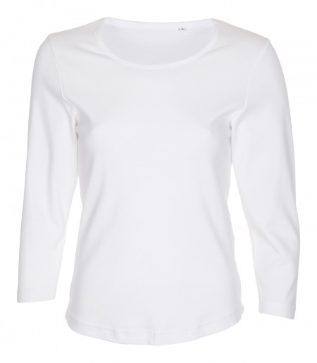 Non-pressed non-pressed company: 40 STK. LADY T-shirt WITH 3/4 Sleeves, Round Neckline, WHITE, 100% Cotton, 20 L - 20 XL