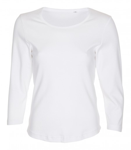 Firmatøj ungebraucht ohne Druck: 40 Stck. LADY T-Shirt mit 3/4 Ärmeln, Rundhals weiß aus 100% Baumwolle, 20 L - 20XL