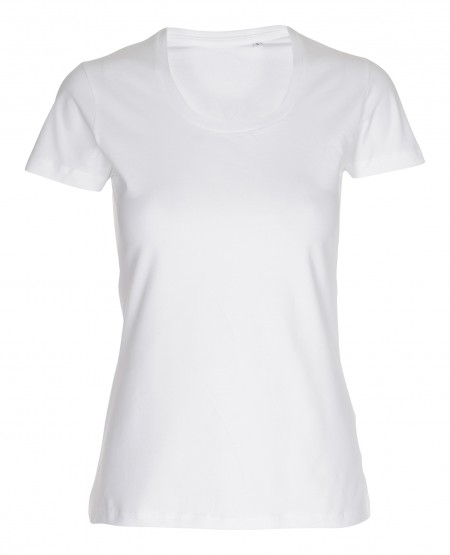 Firmatøj ohne Druck ungenutzt: 29 Einheiten. LADY T-Shirt, Rundhals weiß aus 100% Baumwolle. 29 XS