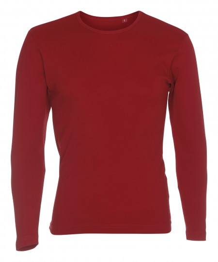 Firmatøj ohne Druck ungenutzt: 40 Stück. Rundhals T-Shirt mit langen Ärmeln, rot, 100% Baumwolle. 10 XS - 10 S - 10 M - 10 L