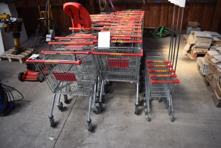 20 pcs. shopping carts + 5 pcs. children shopping carts