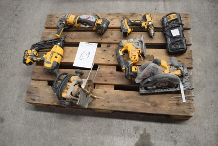 Pallet with various DeWalt cordless tools
