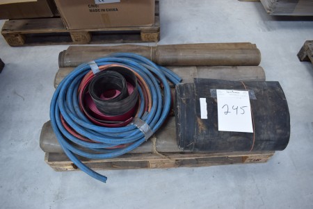 Conveyor + rubber hose + masking tape etc.