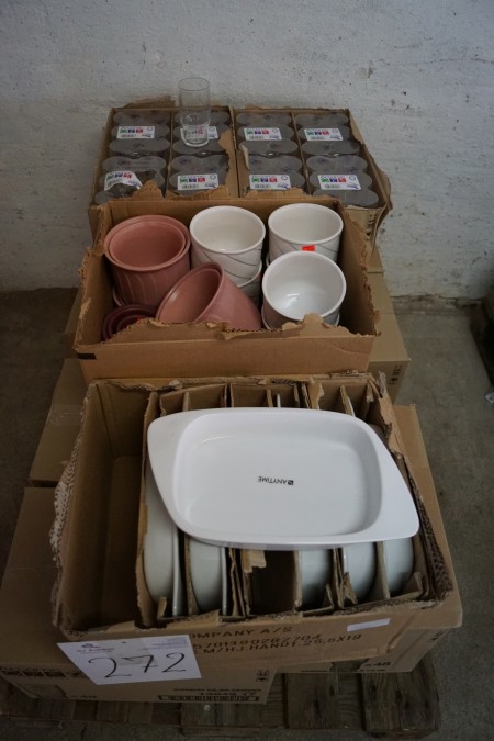A party of glass, 8 ks. a 48 pcs. 29 cl., Bowls, refractory dishes, 30 x 19 cm.