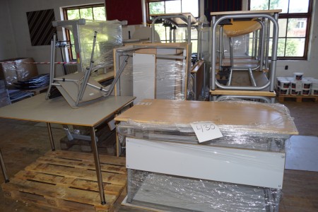 A party of school tables, 2 pcs. chairs, 2.pcs. drawer cabinets.