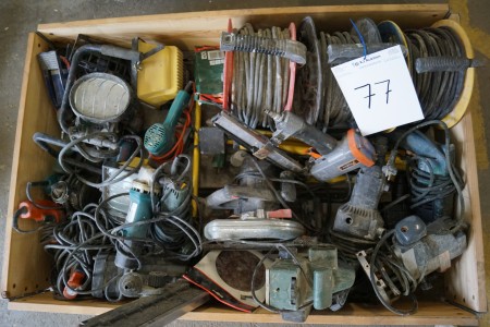 Lot of tools, nail guns, cable drums, etc.