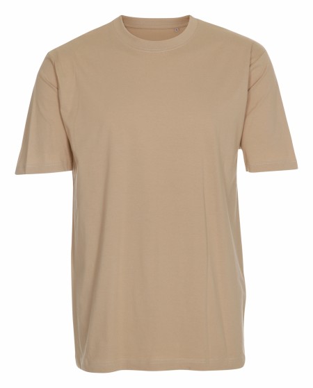 Firmatøj uden tryk ubrugt: 35 STK. T-shirt , rundhalset , SAND , 100% bomuld,  15 L- 10 XL - 10 XXL