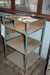 Steel table with drawer, H: 95cm. B: 55 cm. D: 55 cm.