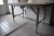 Tisch mit Stahlschneidebrett L 150 x B 83 x H 93 cm + Inhalt auf dem Brett