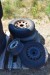Parti truck tires, one unused + tractor wheels 405/70 r18 etc.