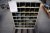 2 pcs. wall-mounted garage shelving with content + 3 small workshop shelving