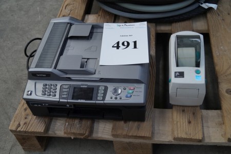 Copier with fax and scanner, mrk. Brother + labeling machine