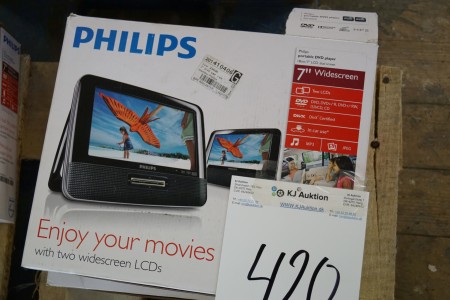 2 kasser PHILIPS portable DVD player 18 cm. Skærm.