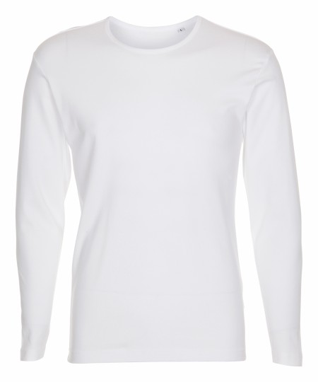 Firmatøj uden tryk ubrugt: 25 stk. T-shirt med lange ærmer, rundhalset, HVID, 100% bomuld, 5 XXS - 5 M - 5 L - 5 XL - 5 XXL