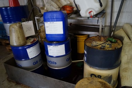 Various pots of oil residue