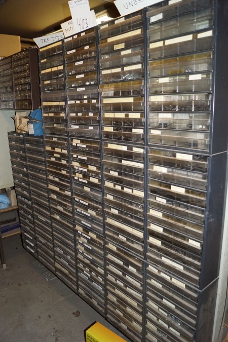 Assortment rack with stainless steel bolts and screws and more (Provided in the basement)