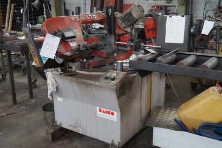 Belt saw MOD 370 with hydraulic feed with 2 rolling tables