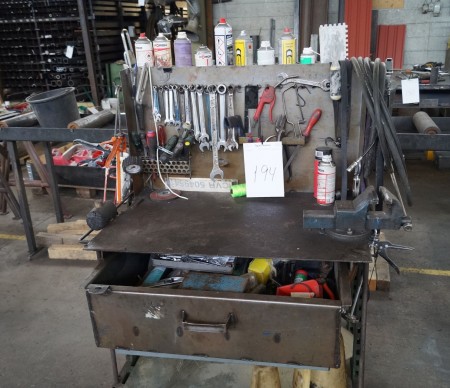 Workshop wagon with contents, tools, lubricants, screwdrivers and more