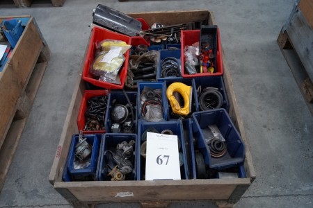 Various spare parts, seals, pulley, bolts, etc.