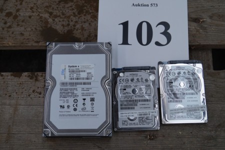 Harddisk 500GB 3.5" + 2 stk. harddiske 250GB 2.5"