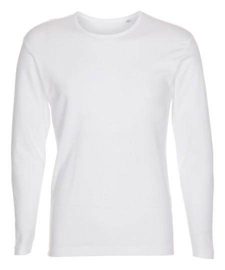 Firmatøj ohne Druck ungenutzt: 25 Stück. T-Shirt mit langen Ärmeln, Rundhals weiß aus 100% Baumwolle, 5 M - 10 L - 10 XL