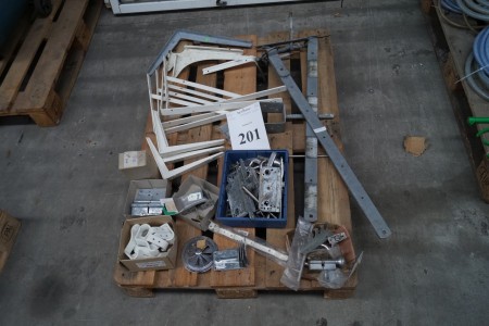 Pallet various fittings, shelf support, the lock box, hinges M. M