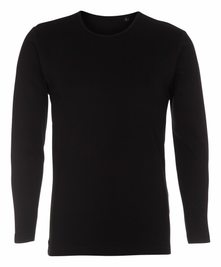 Firmatøj without pressure unused: 25 pcs. T-shirt with long sleeves, Round neck, Black, 100% cotton, 25 XL