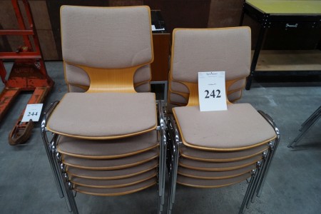 11 pcs. stacking chairs with fabric seat / back