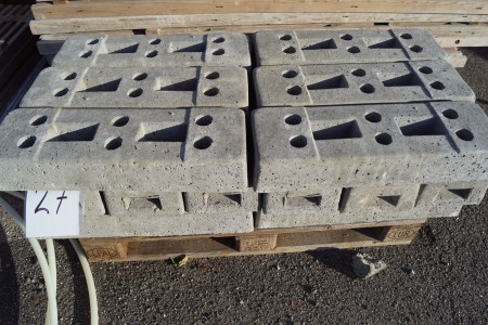A lot of concrete feet for construction site fences