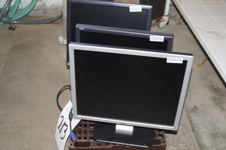3 Stück DELL Computer-Bildschirme in aller H: 32 cm. Ca. B: 39