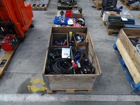 Pallet with cables and connectors