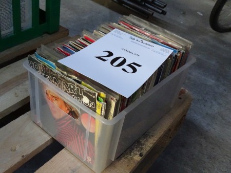 SP-Box von Schallplatten, ca. 150 Stück. Elvis, Abba, WM / EM-Team, Rod Steward, Kim Larsen mm