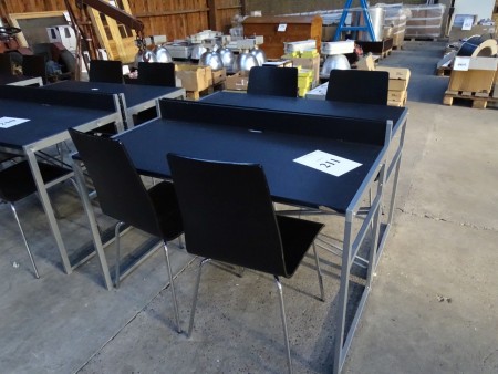 2 pcs. tables 120 cm with 4 pieces. chairs in wood