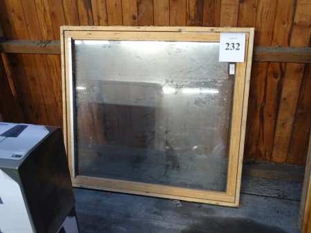 Wooden window incl. frame 129 x 129 cm